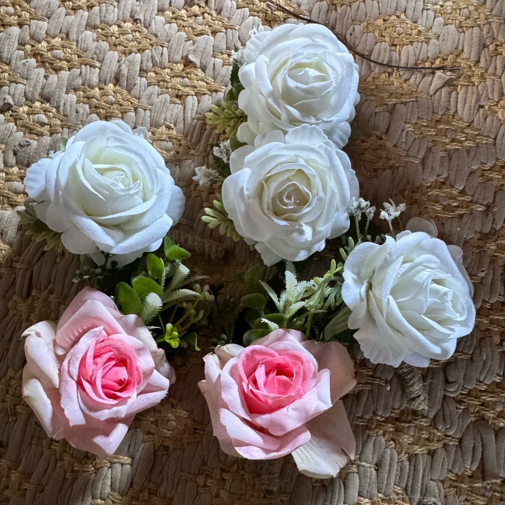 White and Pink Artificial Roses